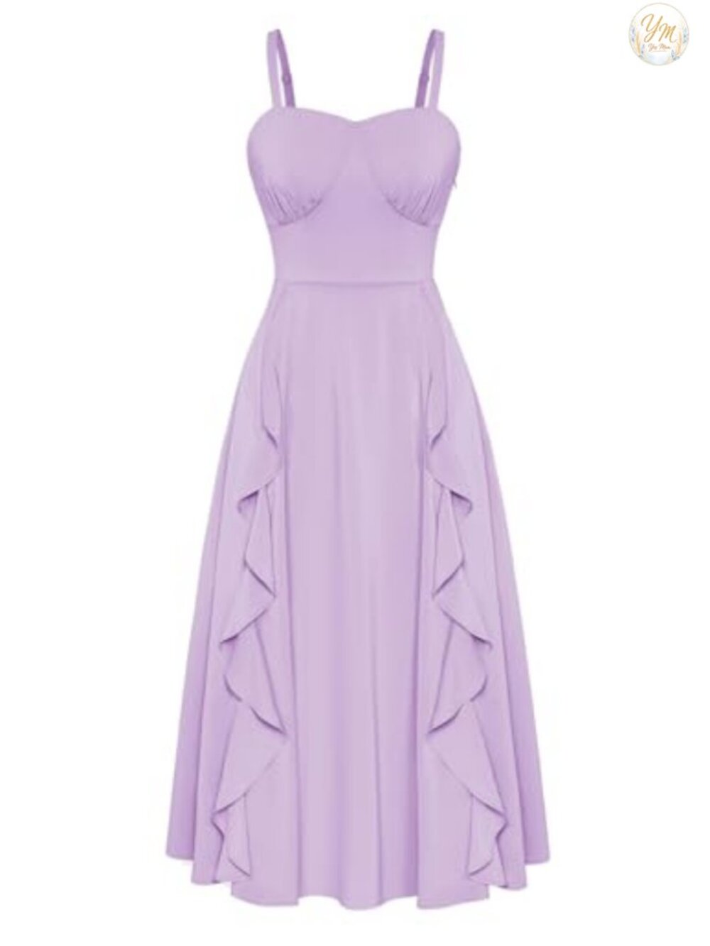Boho Midi Sun Dress Ruffle Empire Waist A-Line Sleeveless Semi Formal